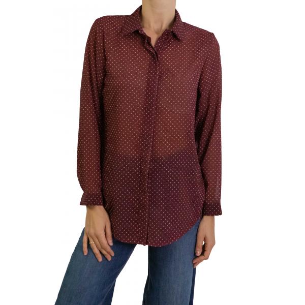 Camicia con pois con colletto e bottoni 